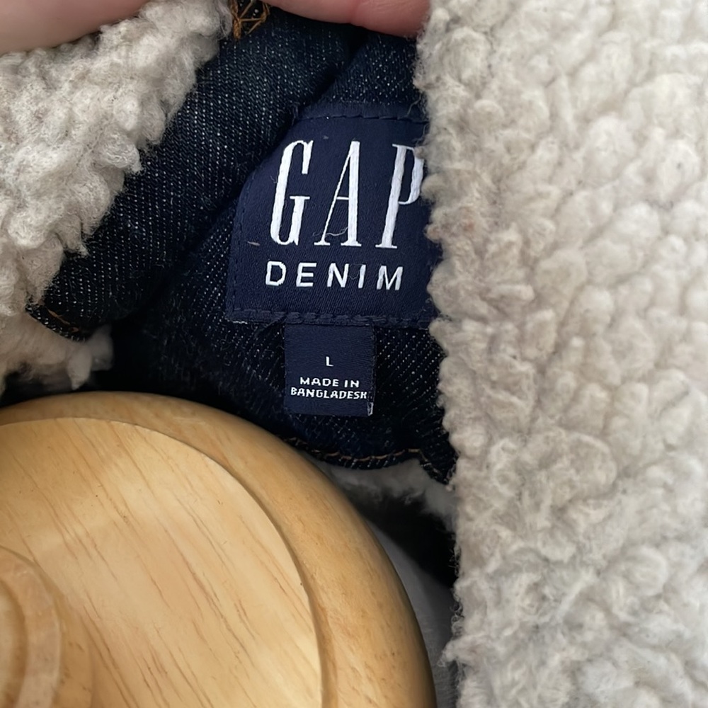 Men’s Gap Sherpa lined dark denim jacket L - Picture 2 of 4